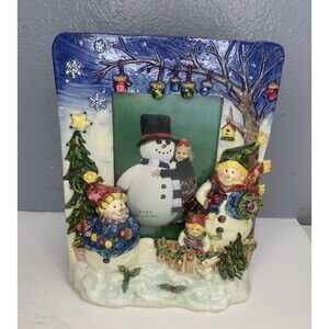 Happy Holidays Snowman Picture Frame (4x6) Photo Christmas Bunny Garland Decore